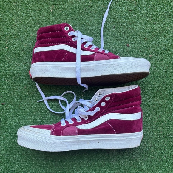 VANS SK8 Hi Beet Red Suede Retro Skateboard Shoes Size 5.5 Men 7 Women - Picture 1 of 7